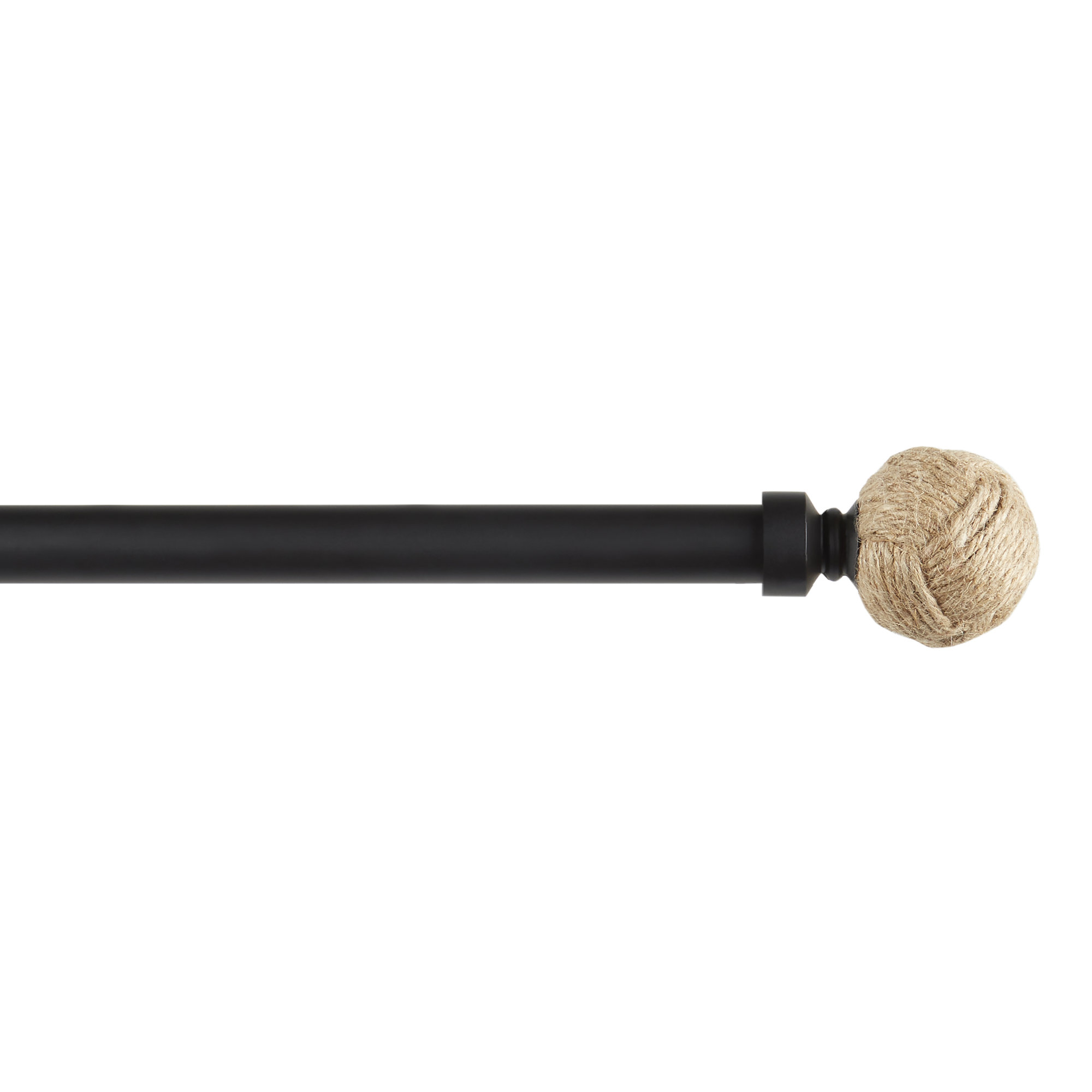 Tricia Exclusive Home Rope Knot 1" Curtain Rod and Coordinating Finial Set, Adjustable, 66" - 120", Bronze