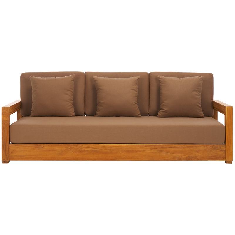 Montford Teak Patio Sofa with Cushions, Brown Melrose