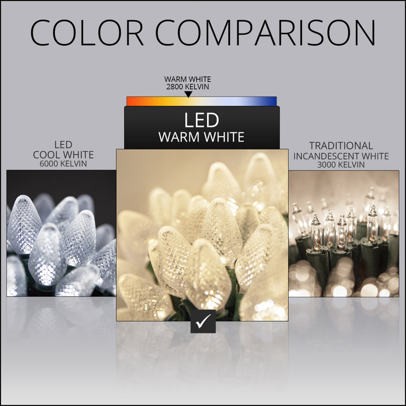 C7 Christmas 25-Light LED String Light, Warm White