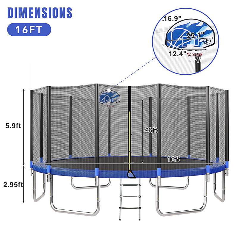 Ceballos Oval Kid / Toddler Trampoline with Trampoline Handlebar, Blue