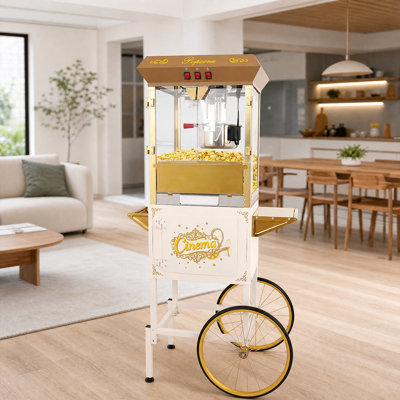 Professional Popcorn Popper With 16Oz Kettle - Mobile Popcorn Machine Cart With Warming Deck & Storage