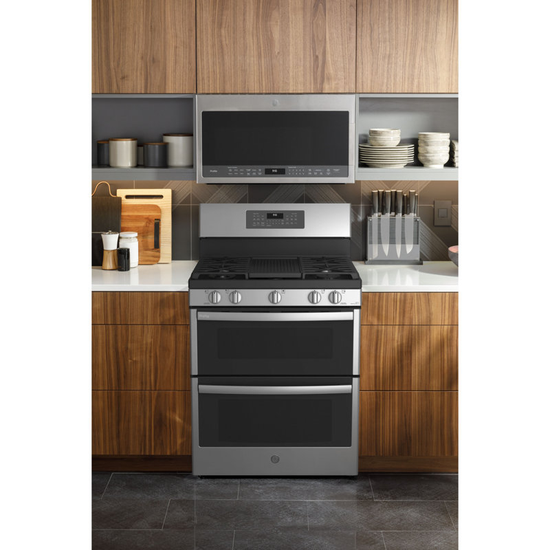 GE Profile™ 30" Sealed Burners Double Oven, Silver