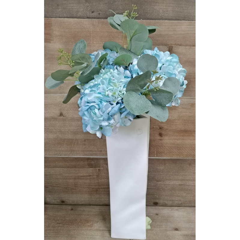 Ensemble 4 pièces de hortensia et eucalyptus, Bleu pâle
