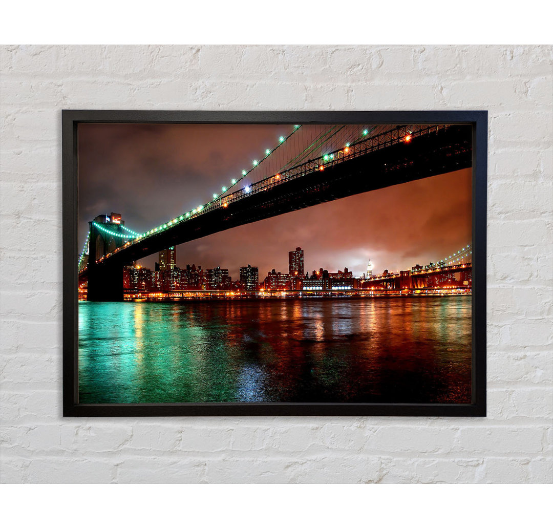 Brooklyn Bridge New York bei Nacht - Einzelbildrahmen Kunstdrucke auf Leinwand