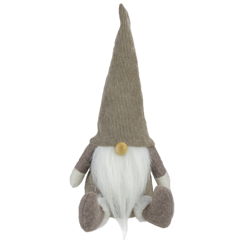 Décoration de table de Noël gnome assis 10 po brun et blanc