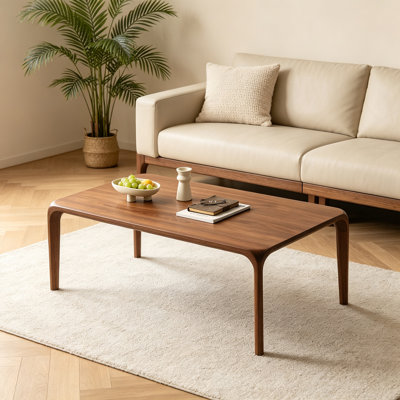 Simple Nut-brown Rectangle Solid Wood Coffee Table
