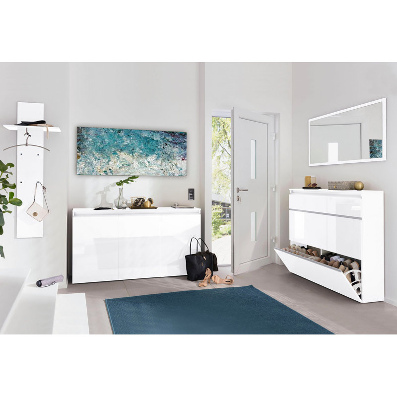 Giammaria 24 Pair Flip Down Shoe Storage, Glossy White