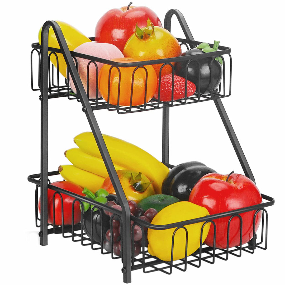 2-Tier Fruit Rack Veg Rack Storage Basket Storage Shelf