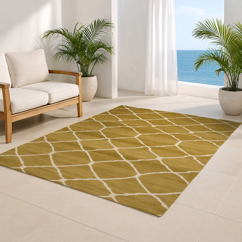 Tapis brun intérieur et extérieur Trellis, Rectangle 5 pi x 7 pi