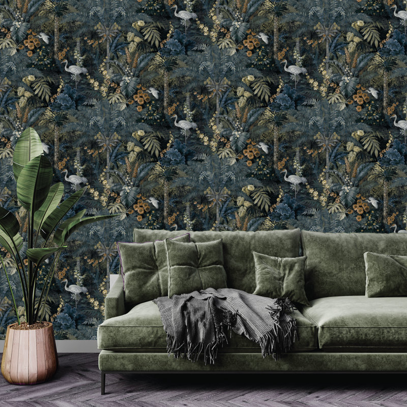 Atglen 33' L x 20.8" W Wallpaper Roll, Navy Blue