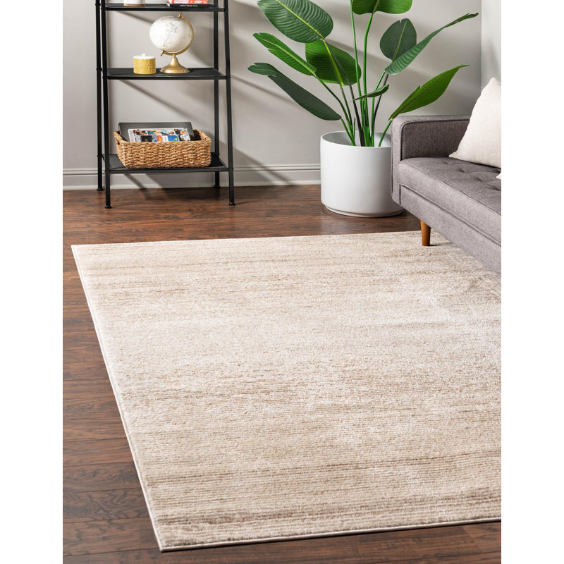 Tapis d'intérieur rayé Hulsey, Rectangle 4 pi 1 po x 6 pi 3 po, Ivoire ivoire