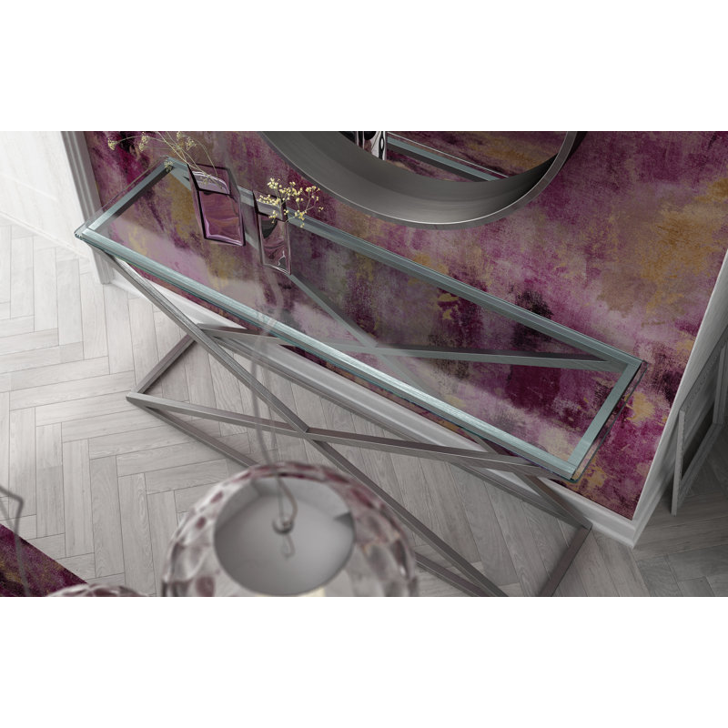 Saphire Glass Top Console Table, 31.50" H x 31.5" W x 15.75" D