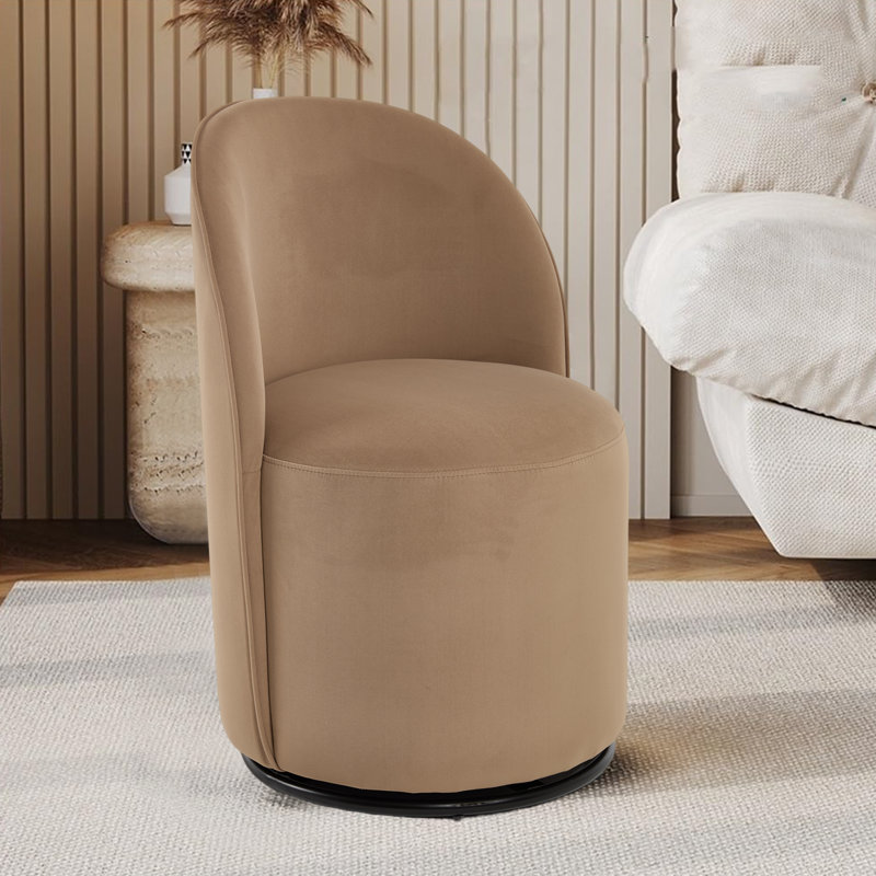 Upholstered Kitchen & Dining Room Barrel Chair, Brown