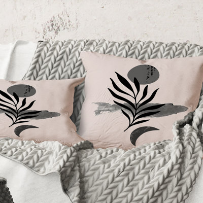 Carré, feuille tropicale abstraite II - coussin décoratif imprimé moderne