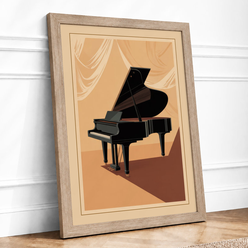 Geometric Piano Art Deco - Framed Print, A3 - 42.0 x 29.7 cm, Oak