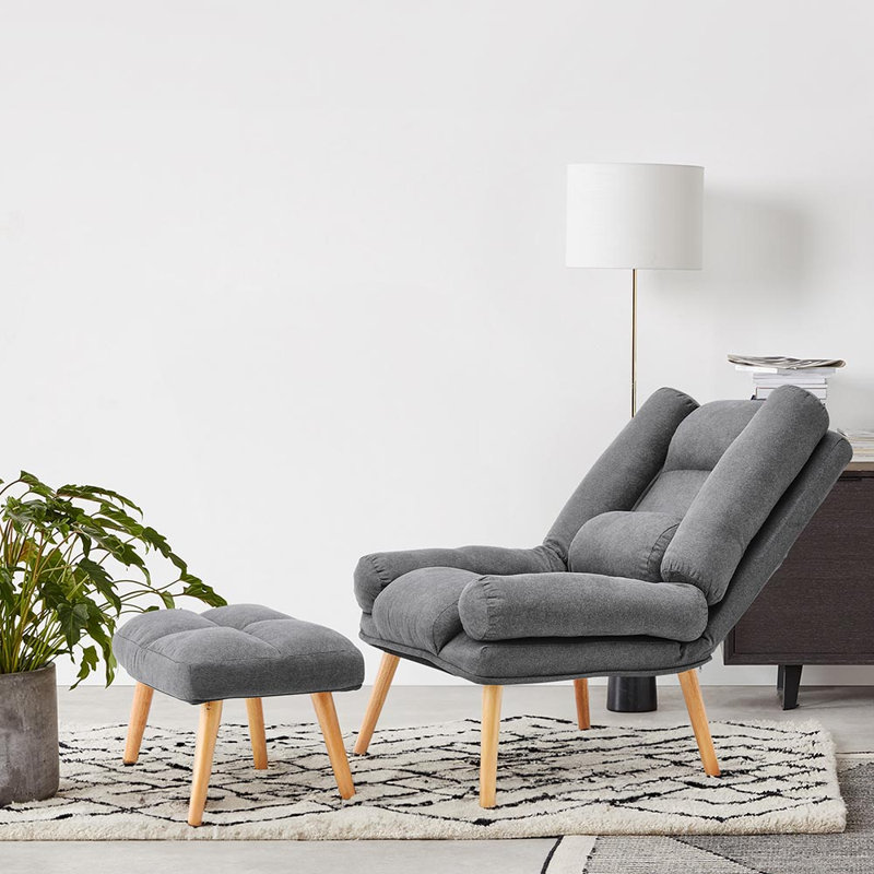 Grey Sofa with cushion footstool