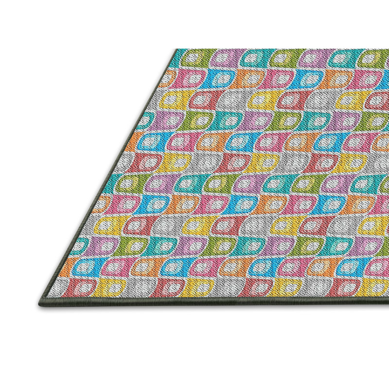 Bleu Tapis décoratif Piotrowski, Rectangle 5 pi x 8 pi