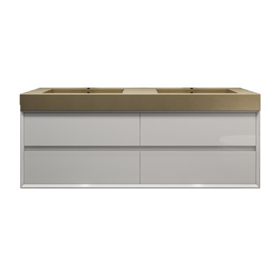 Lux 58.8'' Double Bathroom Vanity Base Only in Glossy White