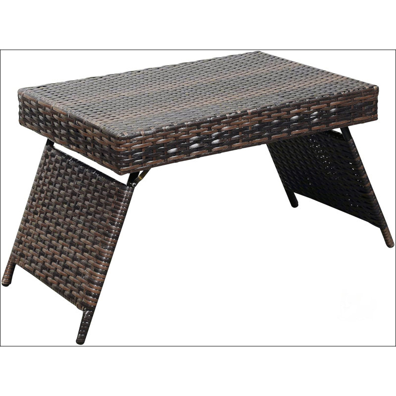 Table pliante portative en osier, légère et durable pour un rangement facile et une utilisation à l'extérieur, Brun