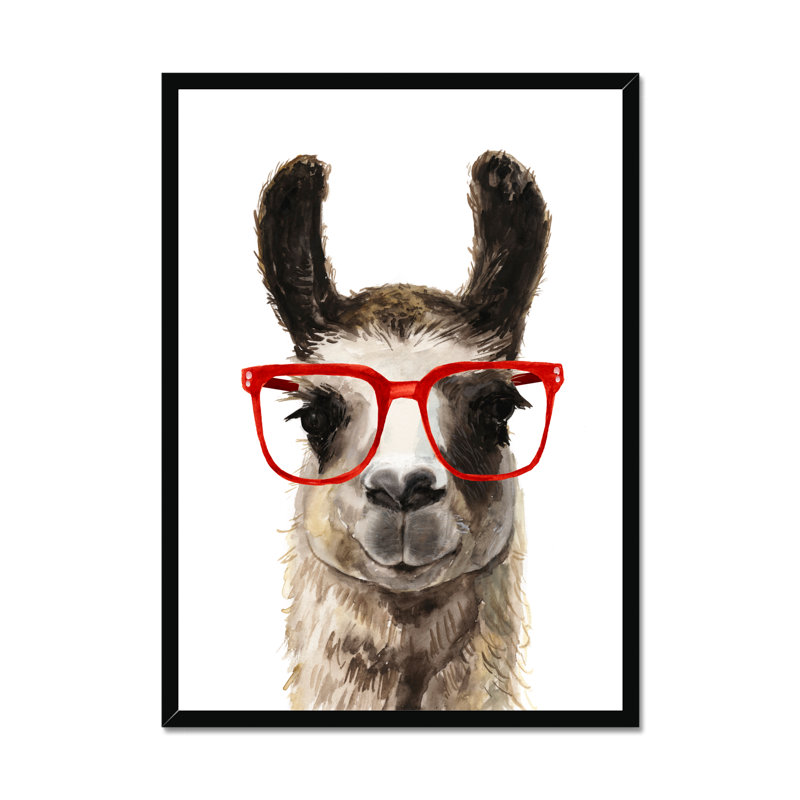 Hip Llama I - Painting, Black Framed Paper Print, 50cm H x 34cm W x 2.3cm D