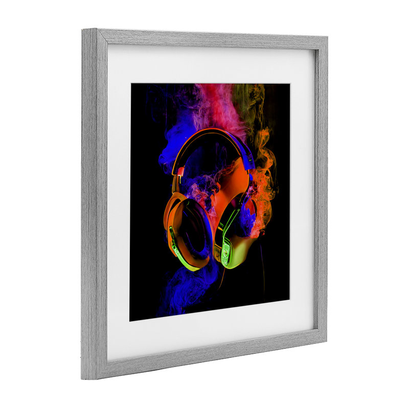 Reproduction sous verre avec casque Power Play, conception de Sasha, Cadre de ferme gris, H 16 po x l 16 po