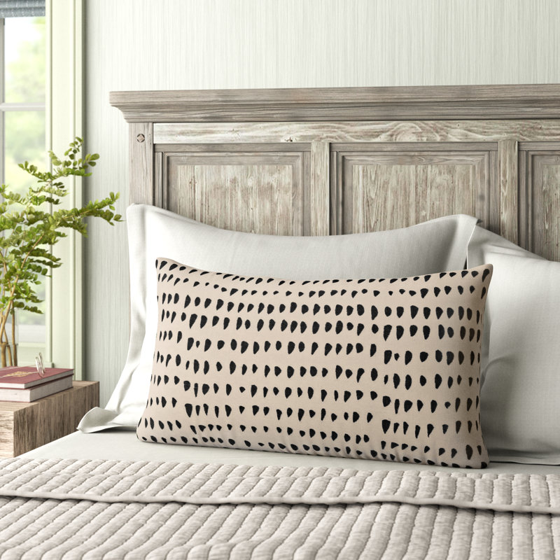 Fabray Embroidered Lumbar Pillow, Black/Natural