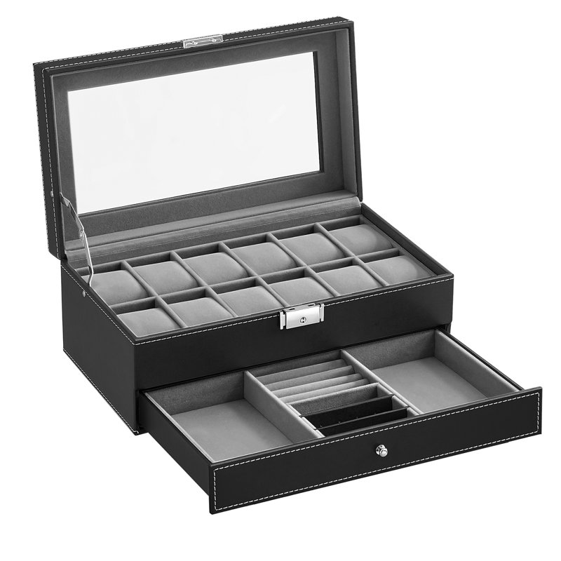 Sury Steel Watch Box +, Black/Grey