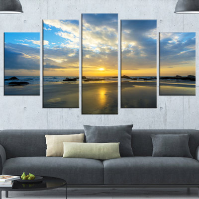« belle soleil et mer shore », ensemble de 5 reproductions de photos sur toiles tendues