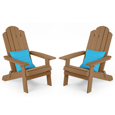Chaise Adirondack pliante pour l'extérieur, en plastique résistant aux intempéries, chaise de patio surdimensionnée (ensemble de deux)