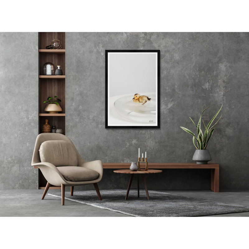 Étang de canard, Noir, H 42 po x l 29 po x P 1,5 po, Lustre photo encadré