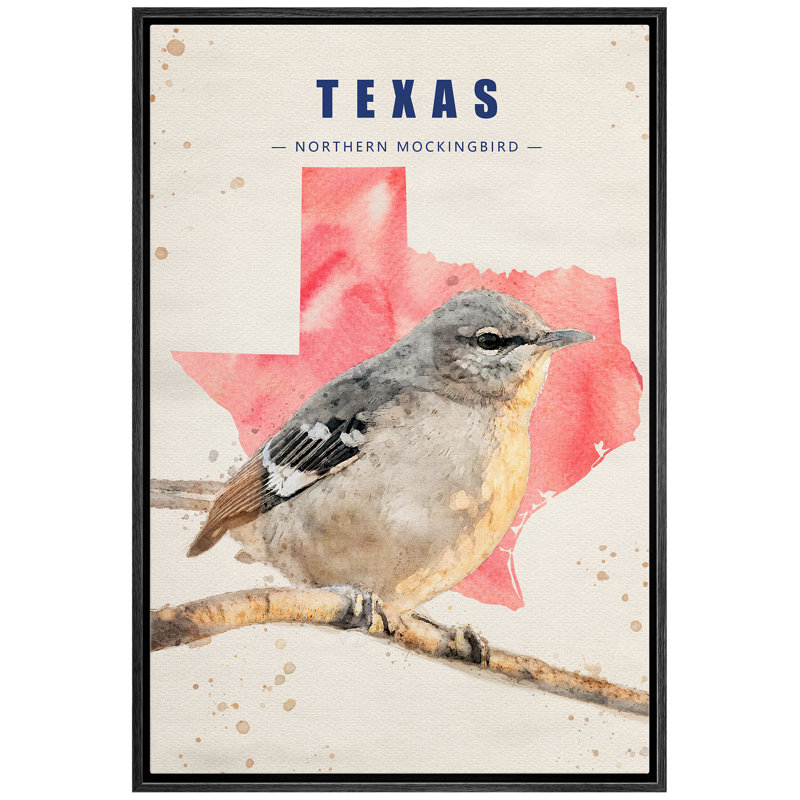 Oiseau moqueur du Nord gris IDÉE4WALL, H 24 po x l 16 po x P 1,5 po, Noir