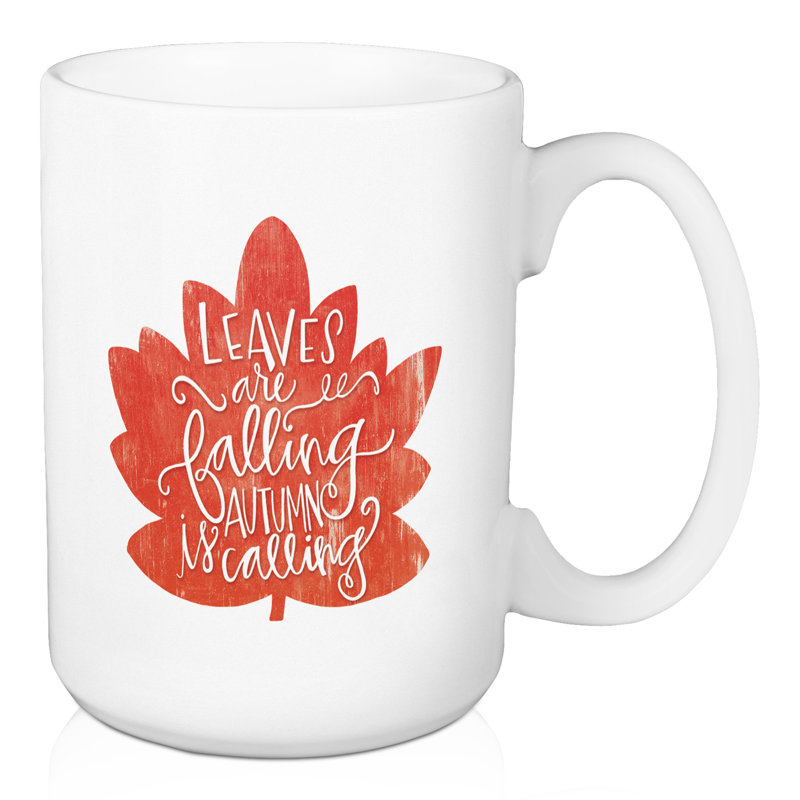 Les feuilles tombent à l’automne et appellent une grande tasse à café 15 onces Baird