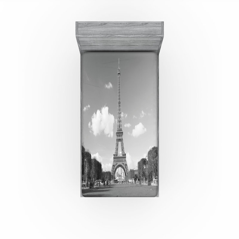 Drap-housse Tour Eiffel Ambesonne, Ensemble literie pour lit simple