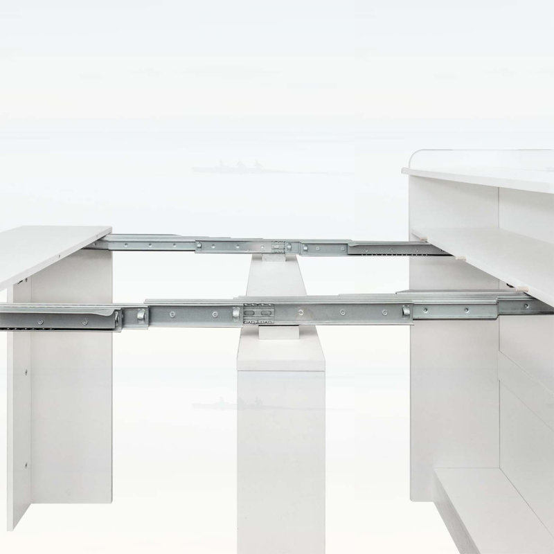 Table de salle à manger moderne extensible avec rangement, parfaite pour les espaces polyvalents et l'organisation facile