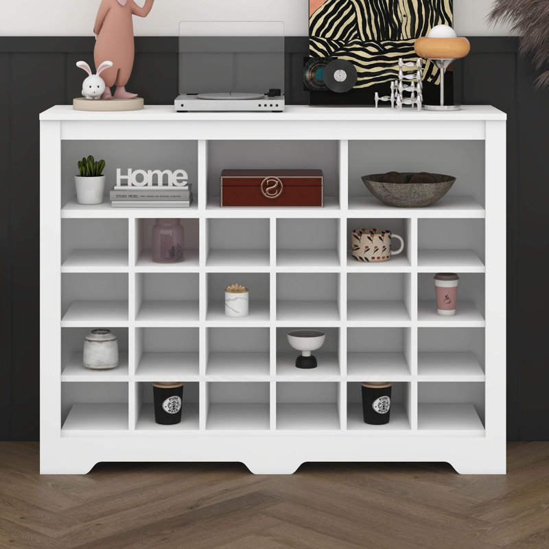 Armoire de rangement moderne à 24 casiers avec armoire incurvée, base polyvalente pour le couloir et le salon Sleek Design