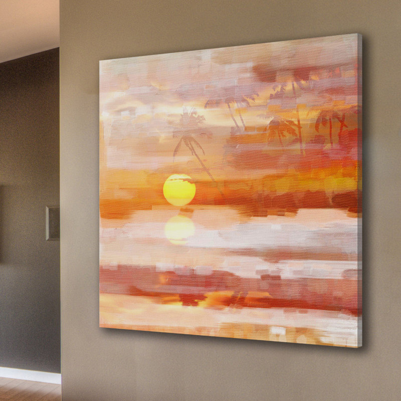 « incandescente coucher de soleil »-impression sur toile tendue, H 18 po x l 18 po