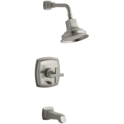 Margaux® Rite-Temp Pressure-Balancing Bath and Shower Faucet Trim with Push-Button Diverter and Cross Handle, Valve Not Included -  Kohler, K-T16233-3-BN