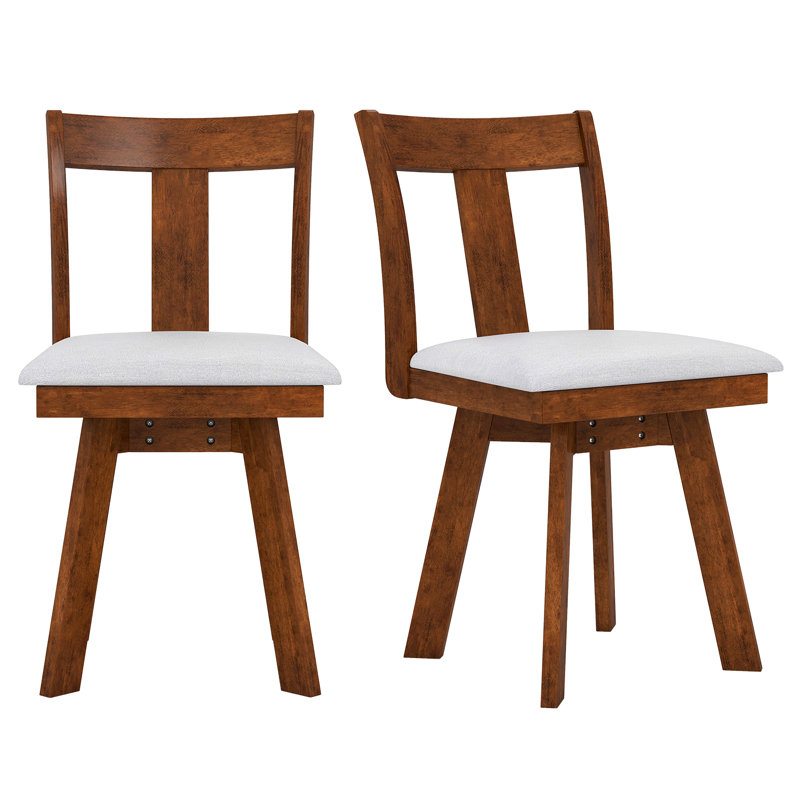  Ensemble de 2 chaises de salle à manger pivotantes avec cadre en bois d'hévéa, 2