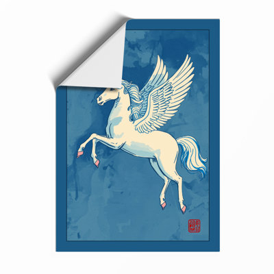 Pegasus in Flight Japandi - Framed Print