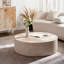 Table basse ronde à tambour moderne avec motif Mars, aucun assemblage requis pour une installation facile dans les salons-544248397