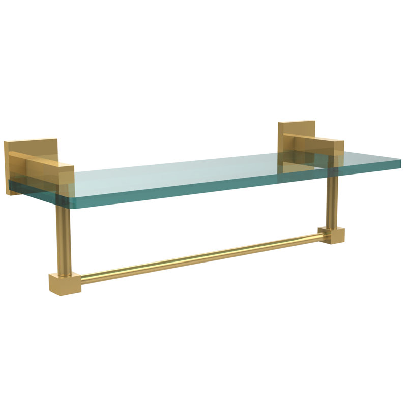 Haranu Bracket Shelf with Towel Bar, Polished Brass, 16 Inch