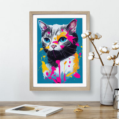 Paint Splat Cat No.3 - Framed Print