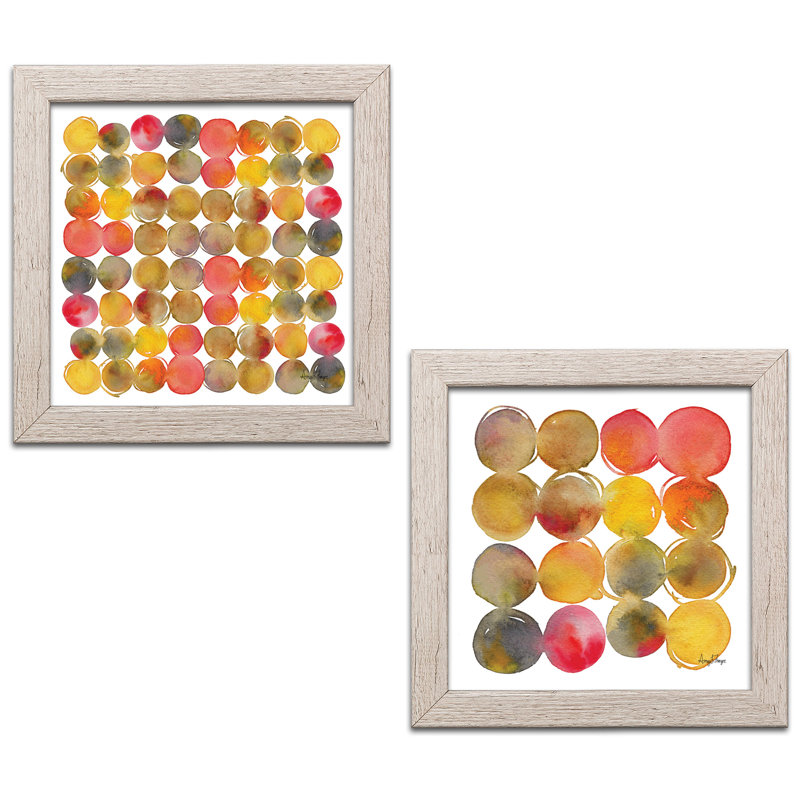 «Small Dots and Big Dots» par Amy Frazer - ensemble de 2 impressions, H 12 po x l 12 po x P 0,75 po, Encadrement patiné