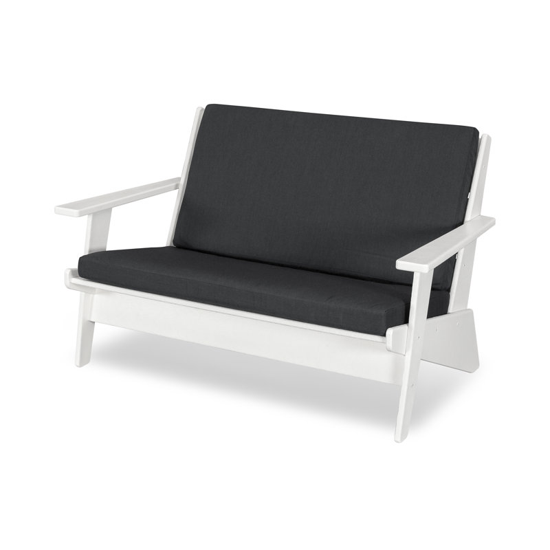 Riviera Modern Lounge Loveseat, White, Spectrum Carbon