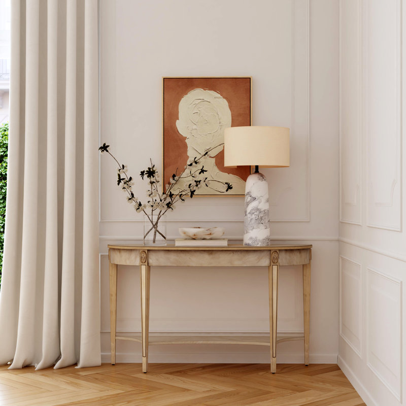 Astor 54"W Demilune Console Table, Antique Beige