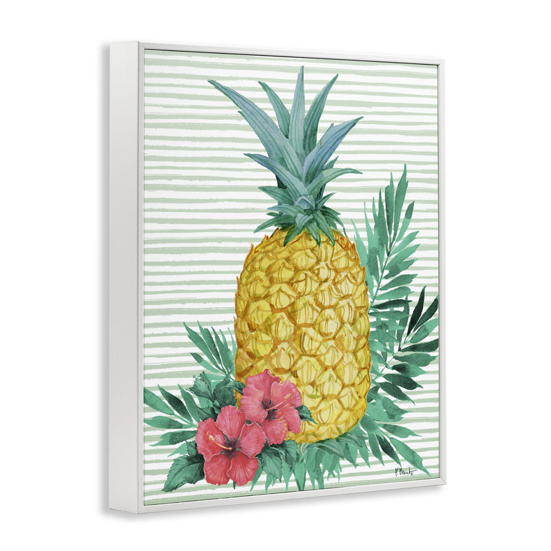 Bora Bora, giclée encadrée d'ananas, design par Paul Brent, H 20 po x l 16 po, Estampe numérique encadrée blanc bord de mer