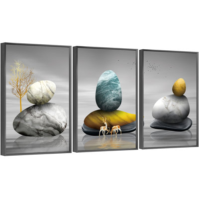 " Luxurious Aluminum Framed Wall Art " 3 - Pieces
