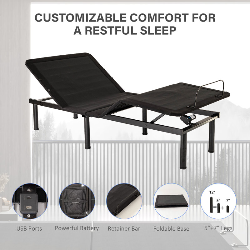 Zero Gravity Adjustable Bed Frame with Massage, USB, Underbed Light, Twin XL 