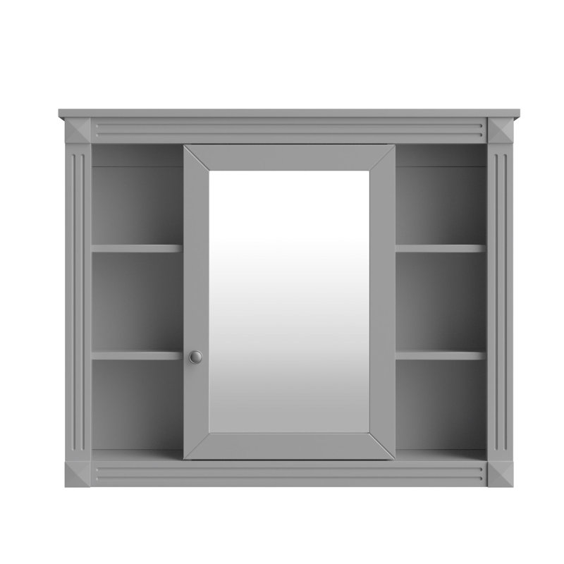 Armoire à miroir 35 po x 28 po pour salle de bain murale, intimité dissimulée, style moderne avec - 28 po, grande capacité, matériau, installation facile, finition grise