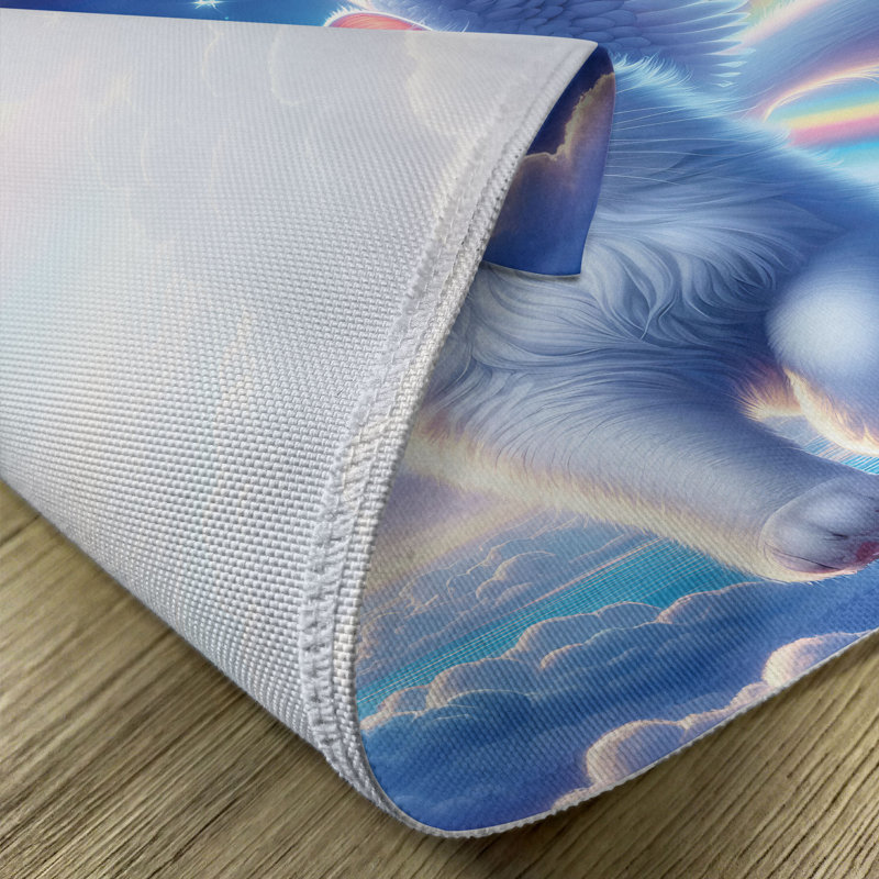 Polyester Azure Blue Pale Pink Rectangle Placemat
